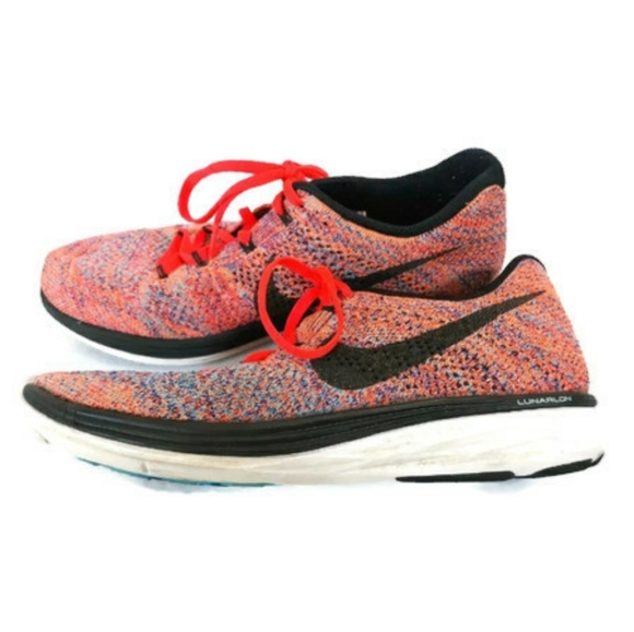 Nike Flyknit Lunar 3 Orange Running Sneakers 9.5 - Picture 2 of 5